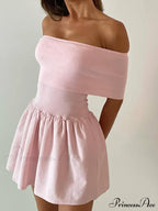 Off Shoulder Stylish Pleated Mini Dress image 2
