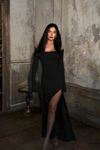 Off Shoulder Tie Fitted Elegant Maxi Dress image 4