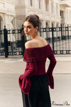 Off-the-Shoulder French Button-Panel Knit Sweater image 4