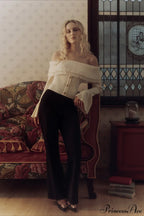 Off-the-Shoulder French Button-Panel Knit Sweater image 8