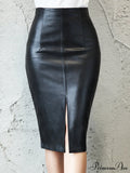 Office Lady Black PU Leather Skirt image 1