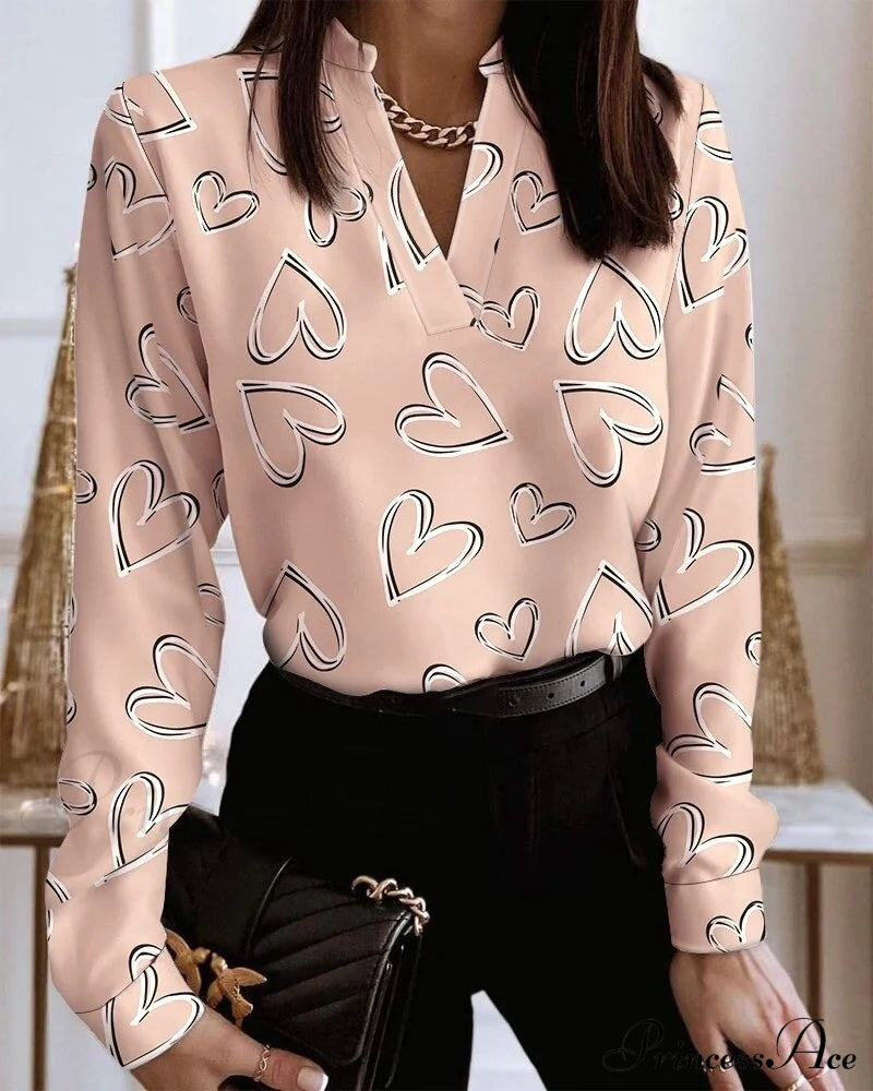 Office Lady Chain Printed Pullover Blouse image 21