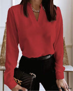 Office Lady Chain Printed Pullover Blouse image 14