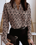 Office Lady Chain Printed Pullover Blouse image 8