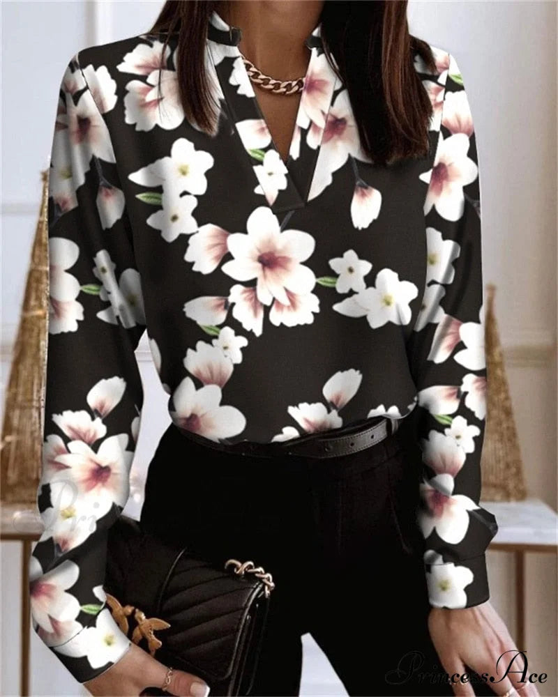Office Lady Chain Printed Pullover Blouse image 7