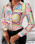 Office Lady Print Button Shirts image 4