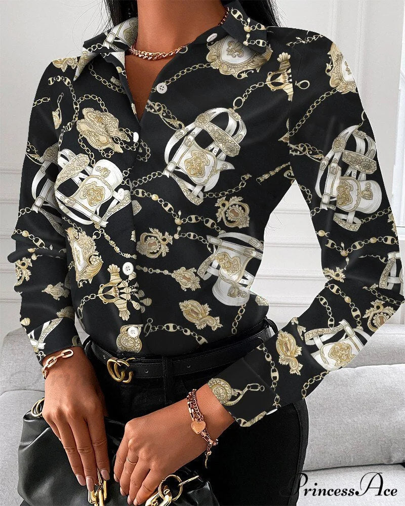 Office Lady Print Button Shirts image 12
