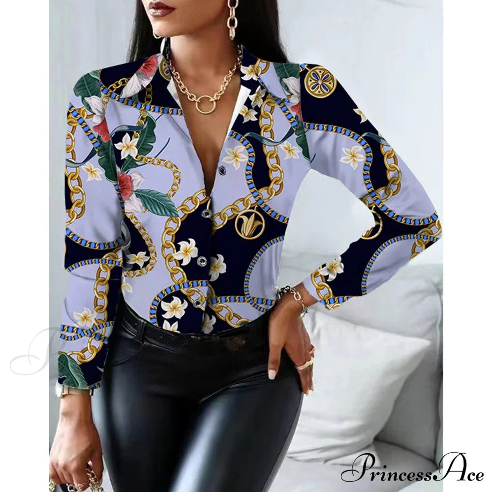 Office Lady Print Button Shirts image 14