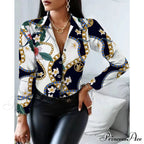 Office Lady Print Button Shirts image 15