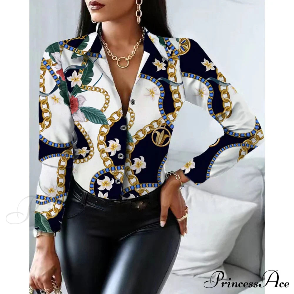Office Lady Print Button Shirts image 15