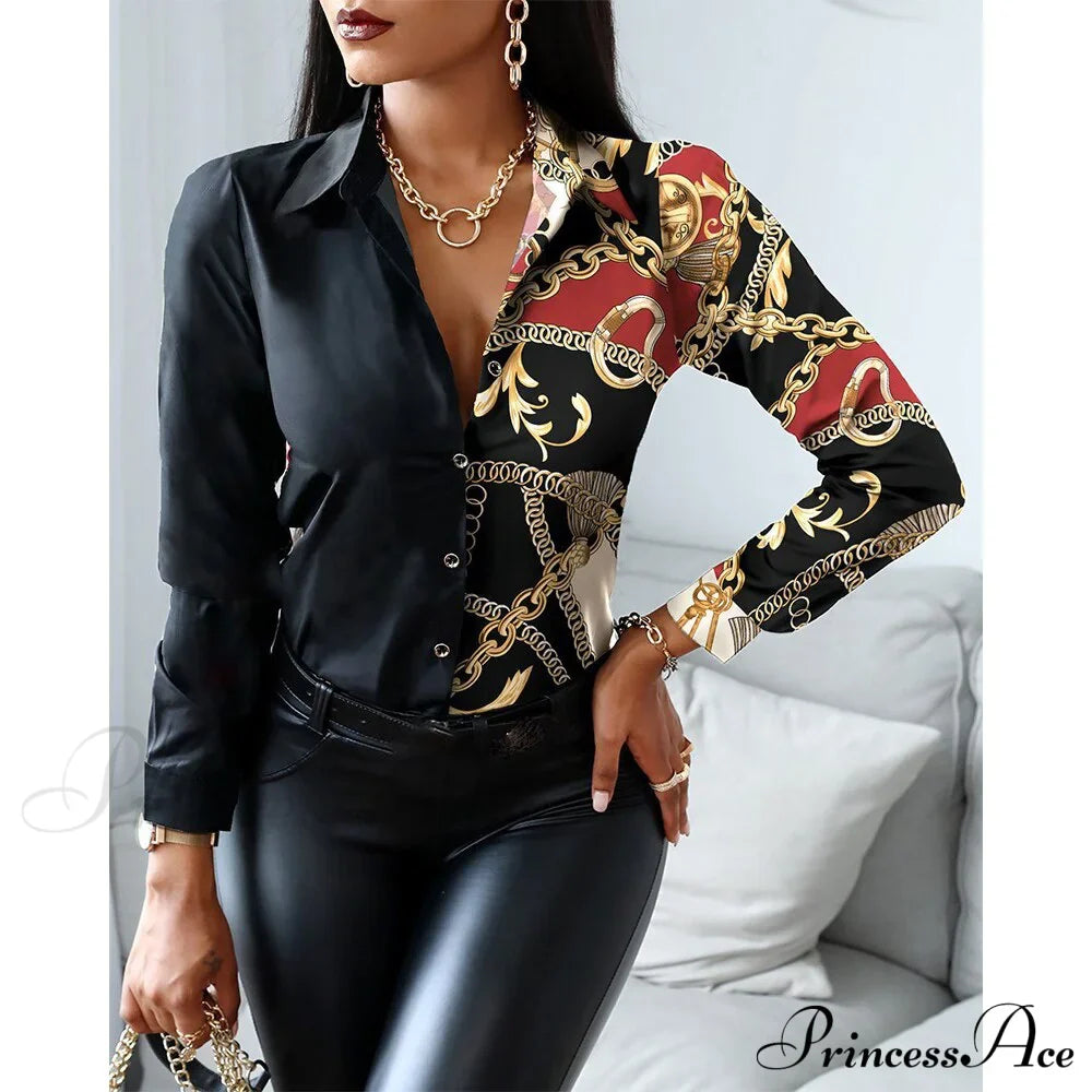 Office Lady Print Button Shirts image 17