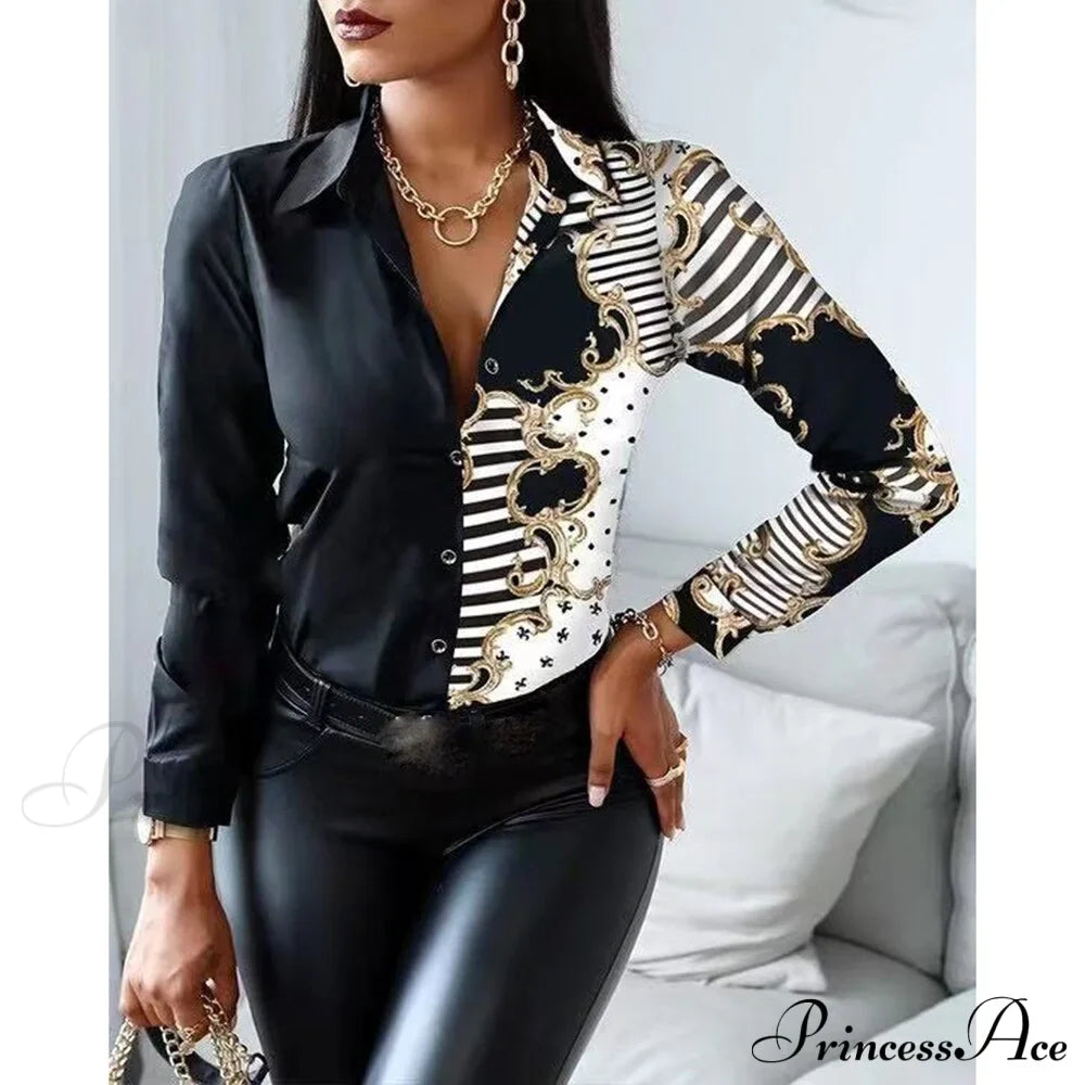 Office Lady Print Button Shirts image 18