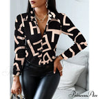 Office Lady Print Button Shirts image 19