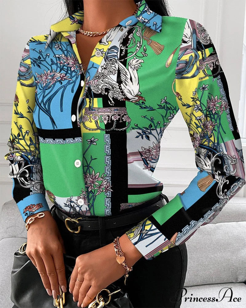 Office Lady Print Button Shirts image 6