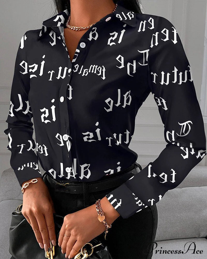 Office Lady Print Button Shirts image 8
