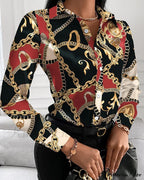 Office Lady Print Button Shirts image 2