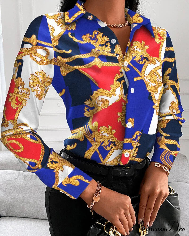 Office Lady Print Button Shirts image 9