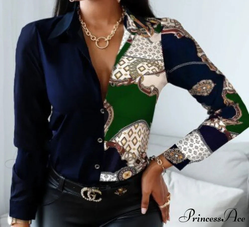 Office Lady Print Button Shirts image 10