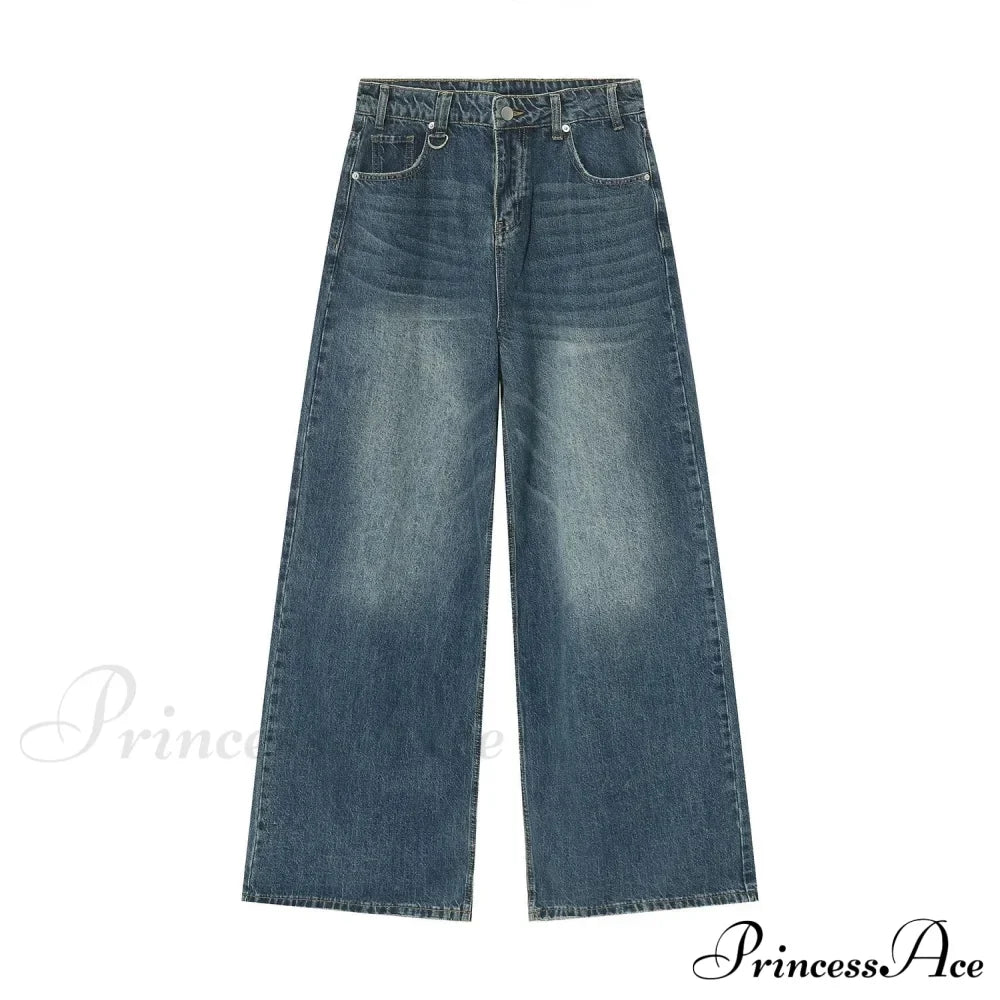 Old Male Pants Summer Blue Washed Denim Casual Menwear Wide Leg Trousers 2024 New Fashion Jeans image 6