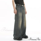 Old Male Pants Summer Blue Washed Denim Casual Menwear Wide Leg Trousers 2024 New Fashion Jeans image 1