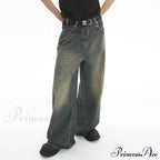Old Male Pants Summer Blue Washed Denim Casual Menwear Wide Leg Trousers 2024 New Fashion Jeans image 3