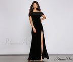 Olivia Formal Velvet Charming Off-The-Shoulder Maxi Dress image 1