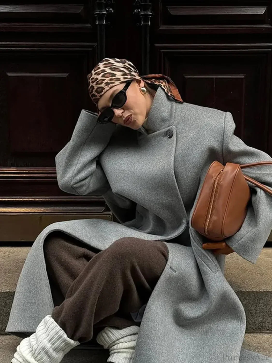 One Button Woolen Long Coat image 2