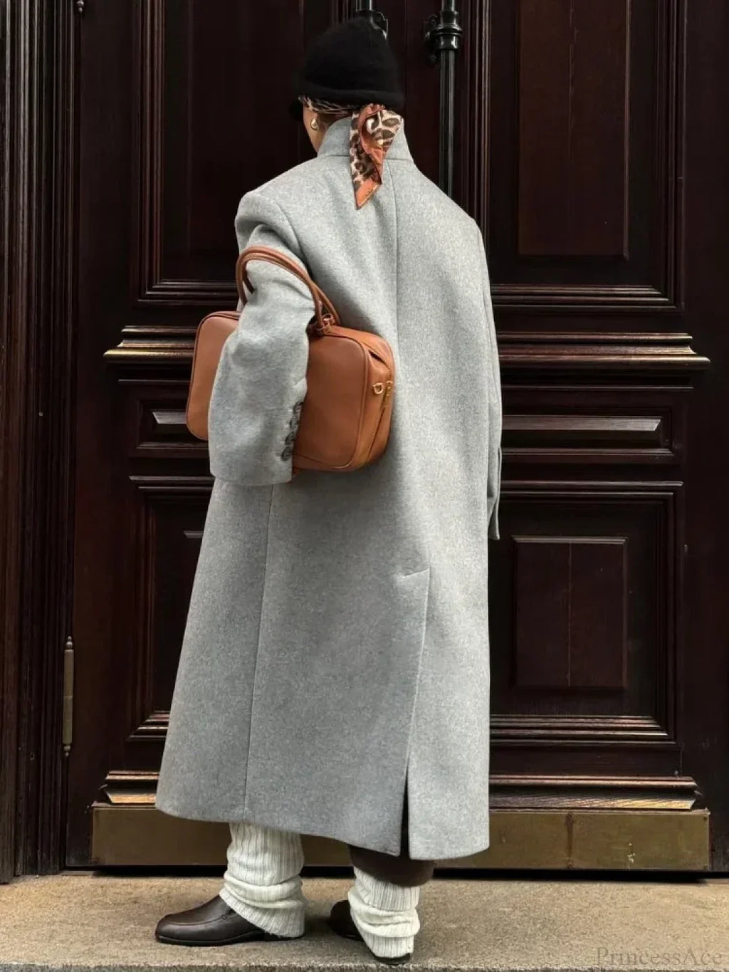 One Button Woolen Long Coat image 5