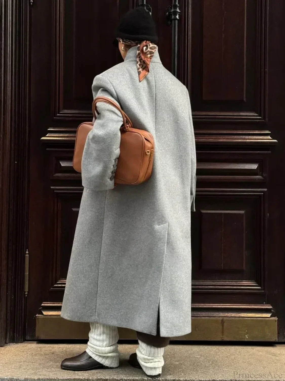 One Button Woolen Long Coat image 5