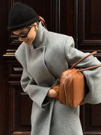 One Button Woolen Long Coat image 4