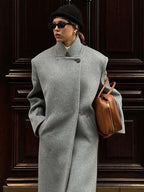 One Button Woolen Long Coat image 7