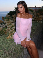 One-Shoulder Double Layer Mini Dress image 3