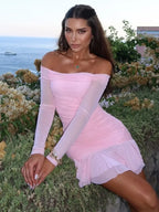 One-Shoulder Double Layer Mini Dress image 4