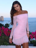 One-Shoulder Double Layer Mini Dress image 1