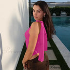 One Shoulder Long Charming Sleeve Tie Up Top image 21