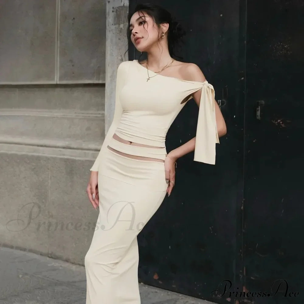 One Shoulder Long Charming Sleeve Tie Up Top image 19