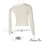 One Shoulder Long Charming Sleeve Tie Up Top image 26