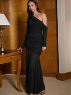 One Shoulder Mesh Maxi Vacation Dress image 6