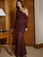 One Shoulder Mesh Maxi Vacation Dress image 5