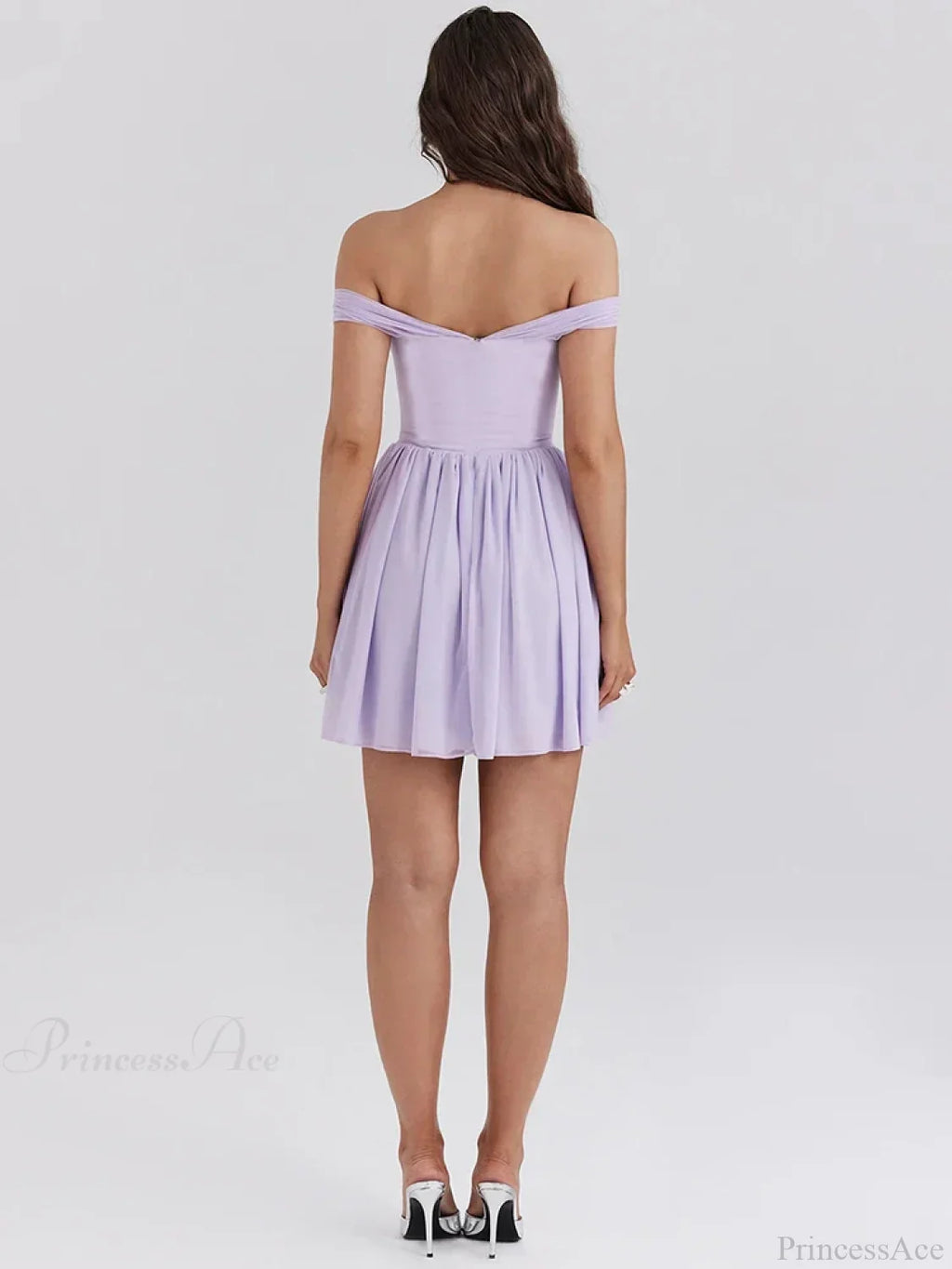 One-Shoulder Mesh Pleated Mini Dress image 5
