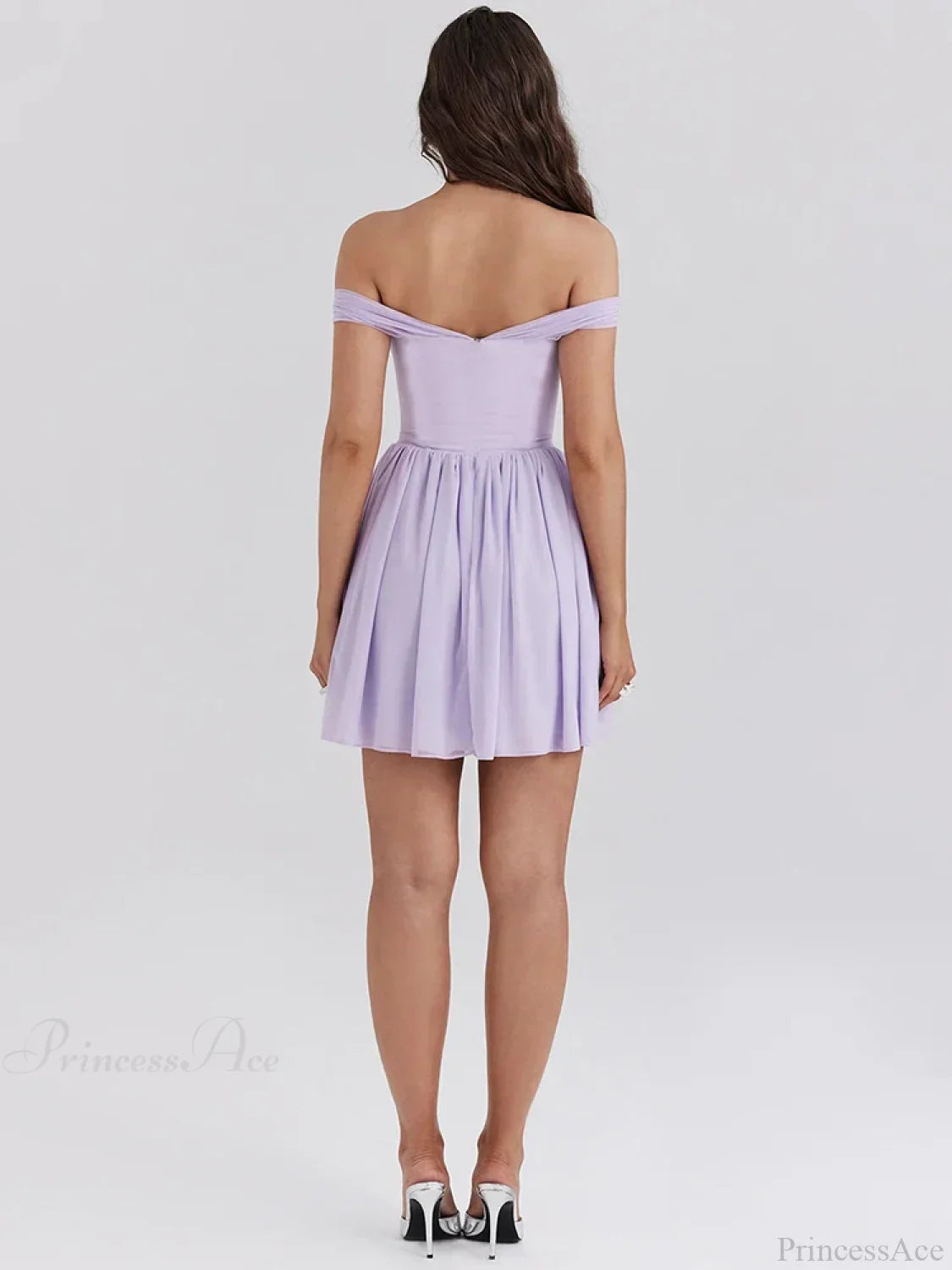 One-Shoulder Mesh Pleated Mini Dress image 5