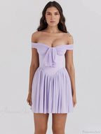 One-Shoulder Mesh Pleated Mini Dress image 2