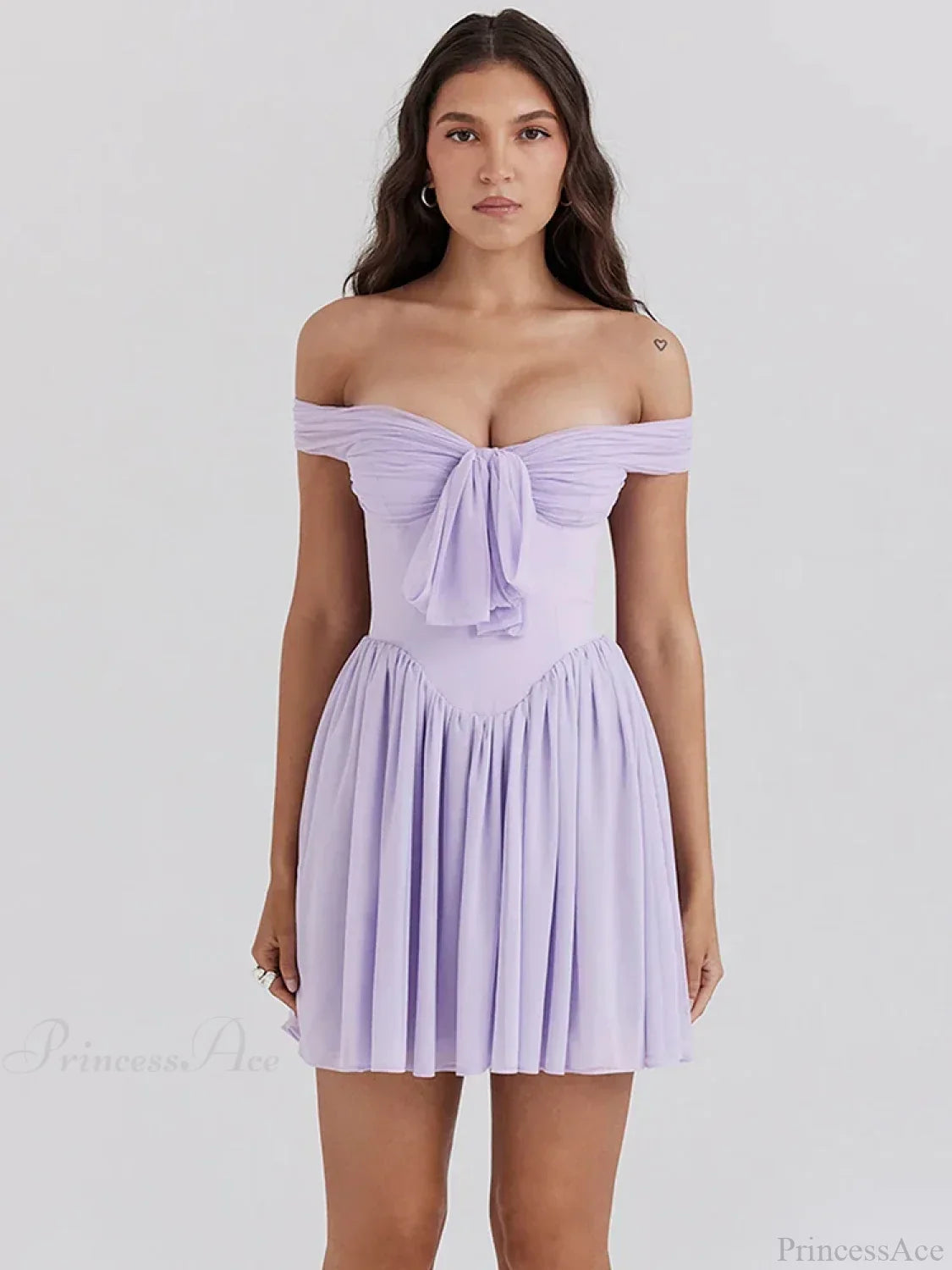 One-Shoulder Mesh Pleated Mini Dress image 2