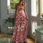 One Shoulder Print Pants Two Piece Set image 1