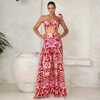 One Shoulder Print Pants Two Piece Set image 3