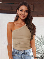 One-Shoulder Ribbed Tank image 1