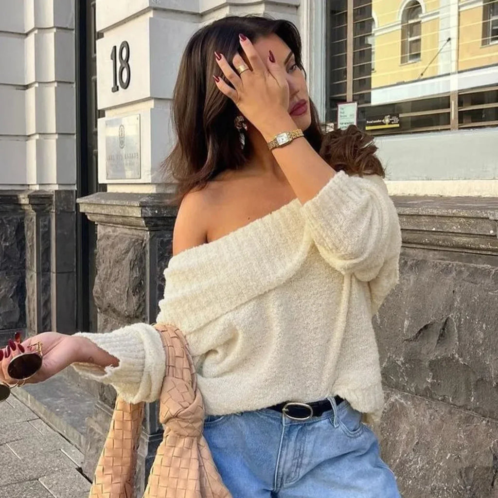 One Shoulder Slim Long Sleeve Pullover Sweater image 5