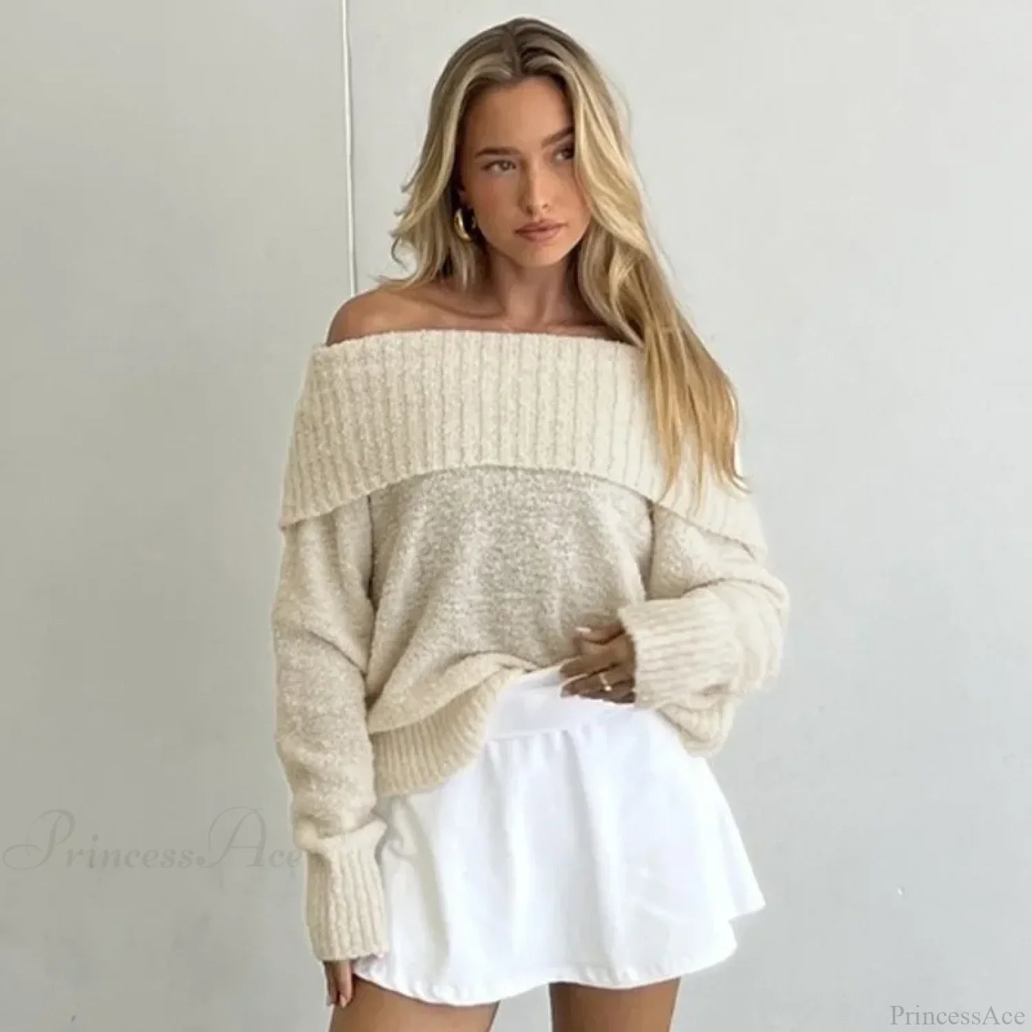 One Shoulder Slim Long Sleeve Pullover Sweater image 2