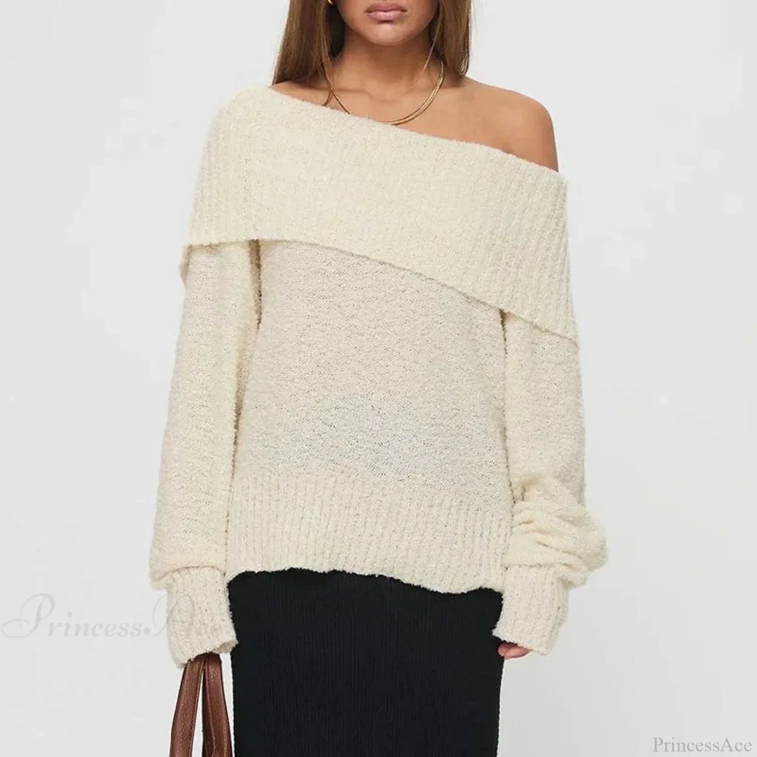 One Shoulder Slim Long Sleeve Pullover Sweater image 3
