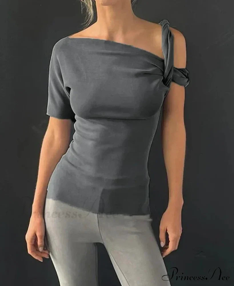 One Shoulder Stylish Twisted Sleeve Top image 7